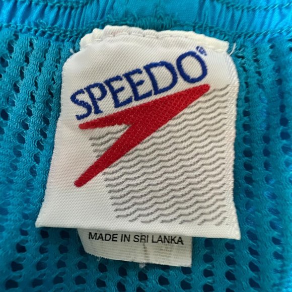 Vintage Speedo Swim Trunks Lined High Waist Drawstring Pockets Blue Mens XL - Picture 7 of 8